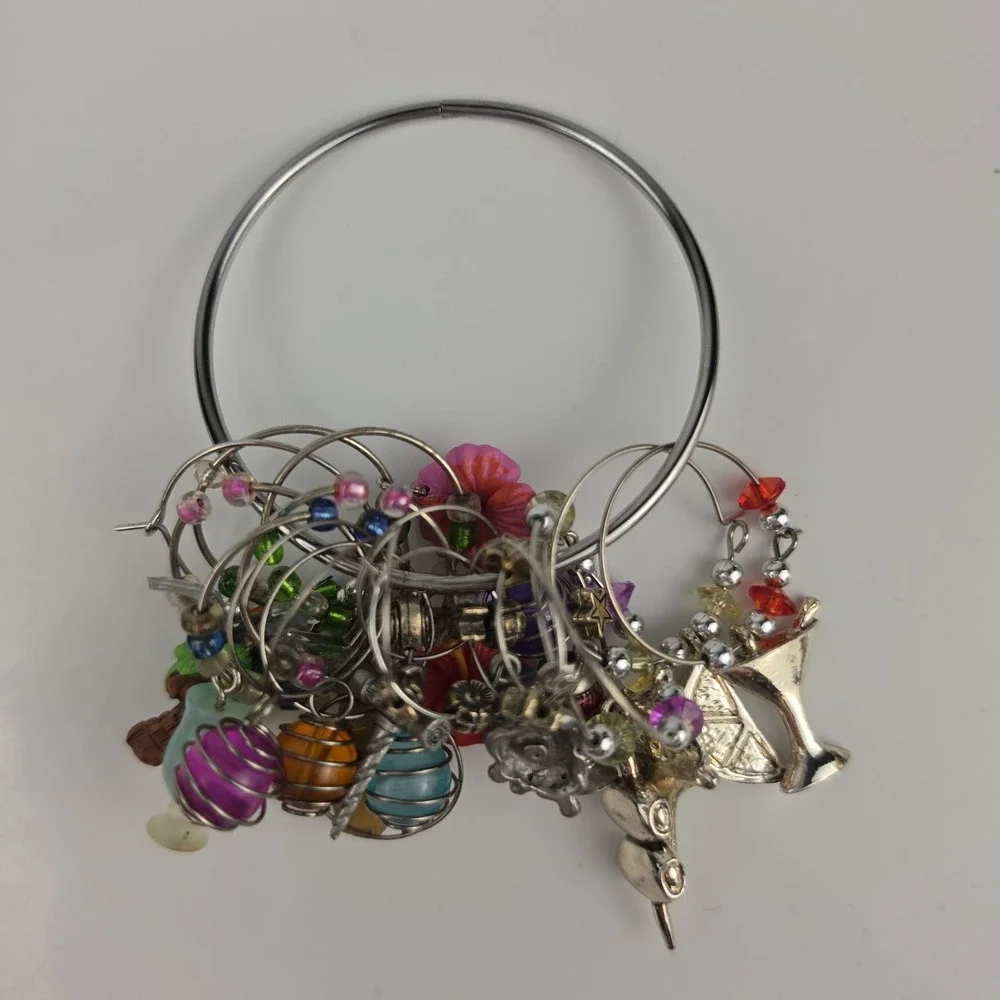 Wine Glass Charms Lot of 18 Mixed Tropical Wine Beaded Stem Markers Party Set